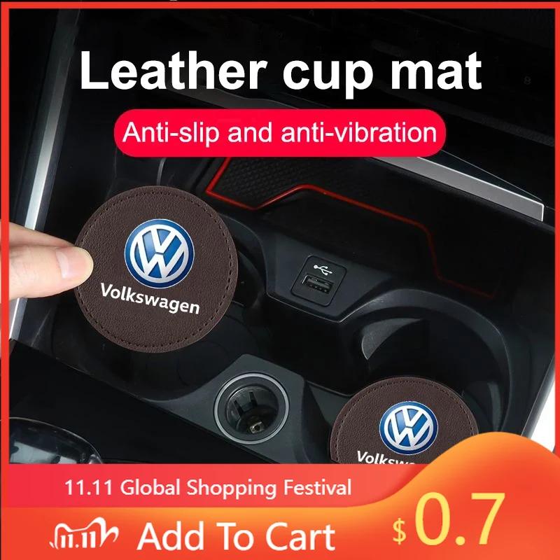 For VW 2Pcs Car Non Slip Water Cup Pad Car Rubber Mat Accessories For VW Volkswagen Golf Polo Passat Tiguan Touran Jetta Car-S