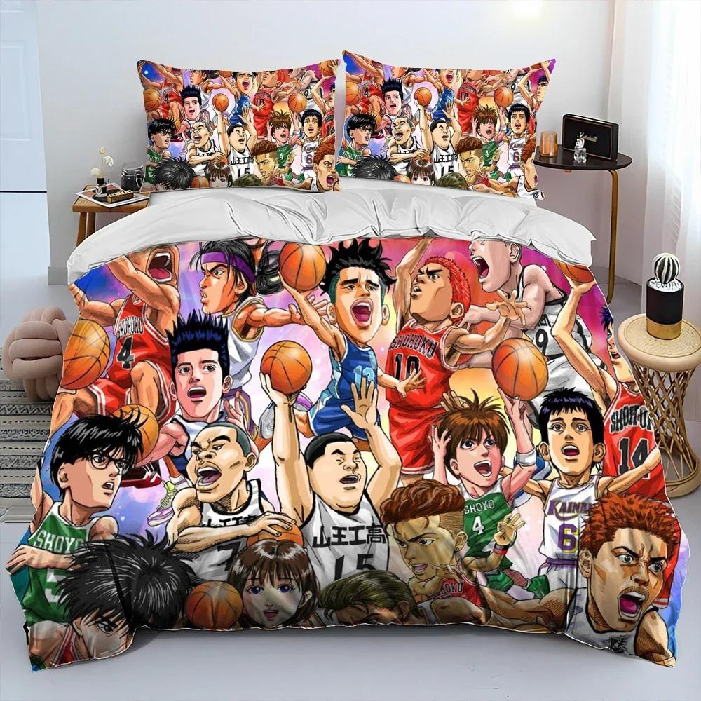 Постельное белье с одеялом из аниме Slam Dunk, комплект постельного белья, размер King Queen, пододеяльник, наволочка, японский мультфильм, для детей