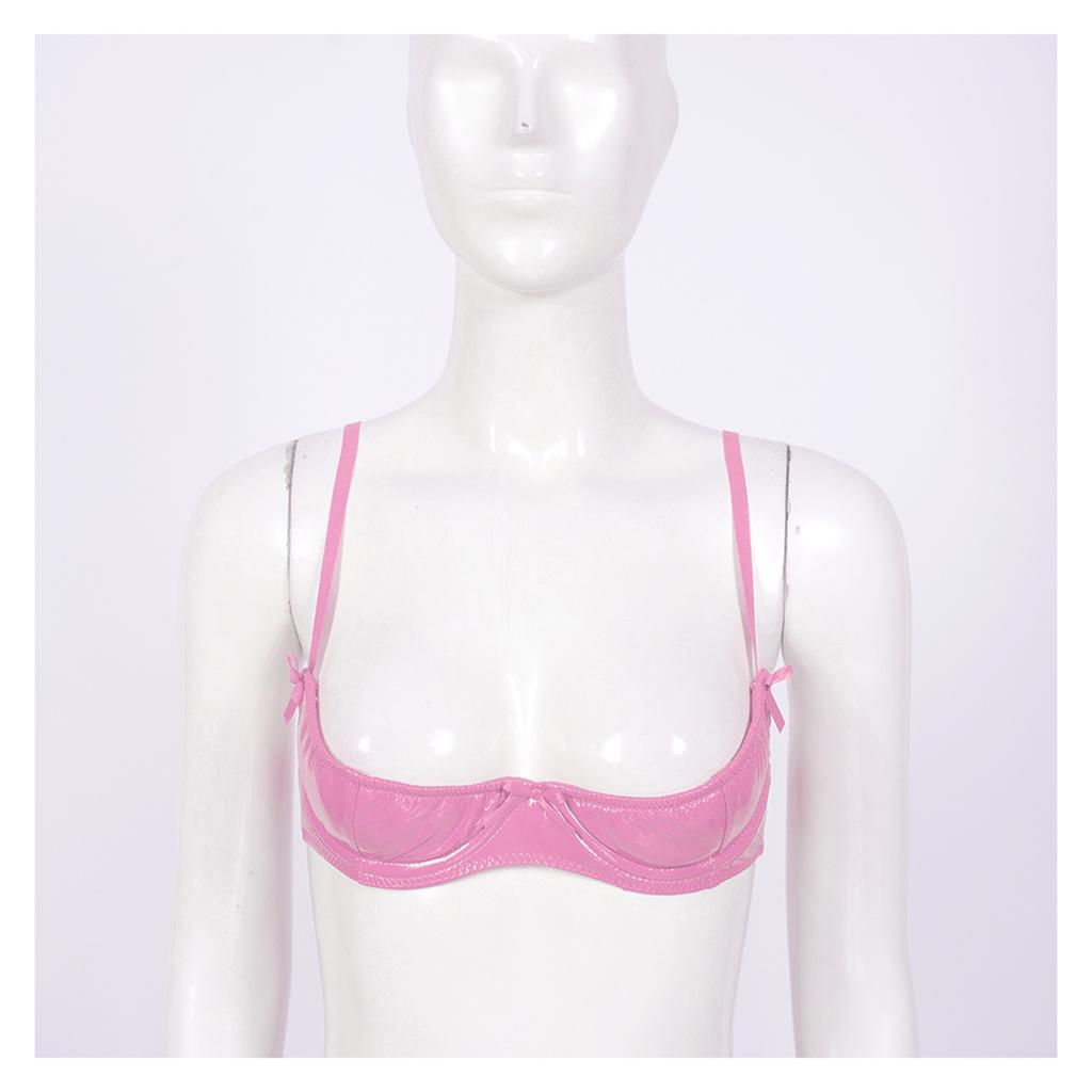 Женский глянцевый кожаный бюстгальтер с открытой чашкой груди, топы, бюстгальтеры пуш-ап, бюстье, корсет, бюстгальтер, нижнее белье, женское нижнее белье