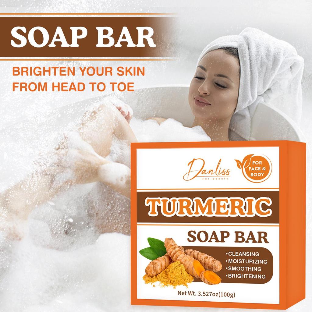 Turmeric Soap Bar - Deep Cleaning and Moisturizing Face & Body Skin, Promote a Smoother, More Radiant Skin Texture,100g