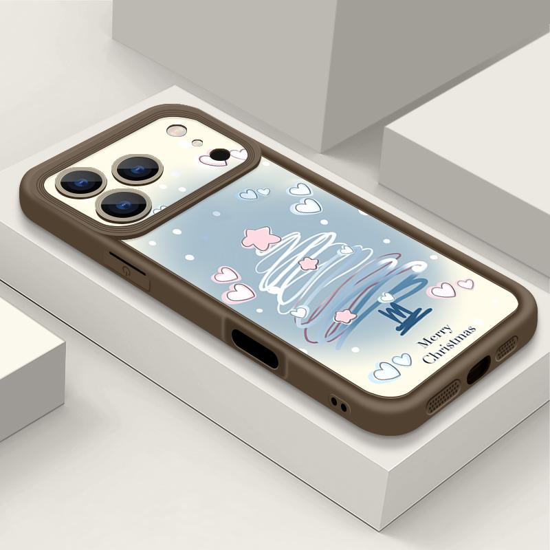 Ударопрочный мягкий силиконовый чехол из ТПУ Funda для iPhone 17 Air 16e 16 15 14 Pro Max 13 17 Pro Max 17 Pro 17 Air Синий чехол с рисунком рождественской елки