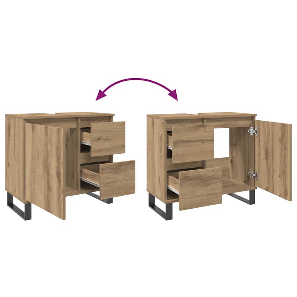 Artisan Oak Washbasin Cabinet 65 x 33 x 60 cm Particleboard