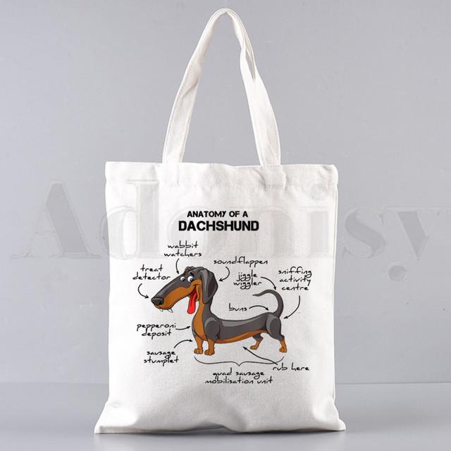 Анатомия, жизнь лучше с таксой, забавные сумки, сумки на плечо, повседневные сумки для покупок, сумки для девочек, женская элегантная холщовая сумка