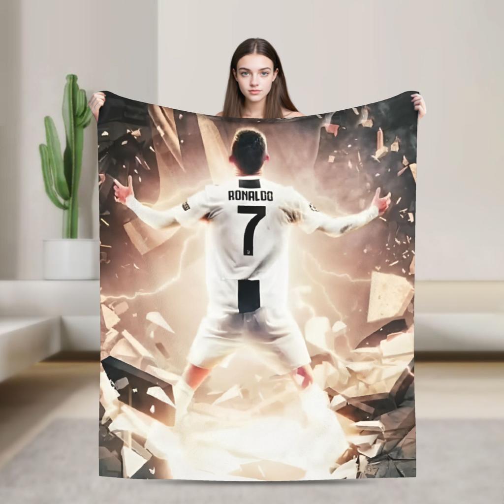 Football Legend CR7 Plush Blanket Vintage Throw Blanket for Home 125*100cm Bedspread