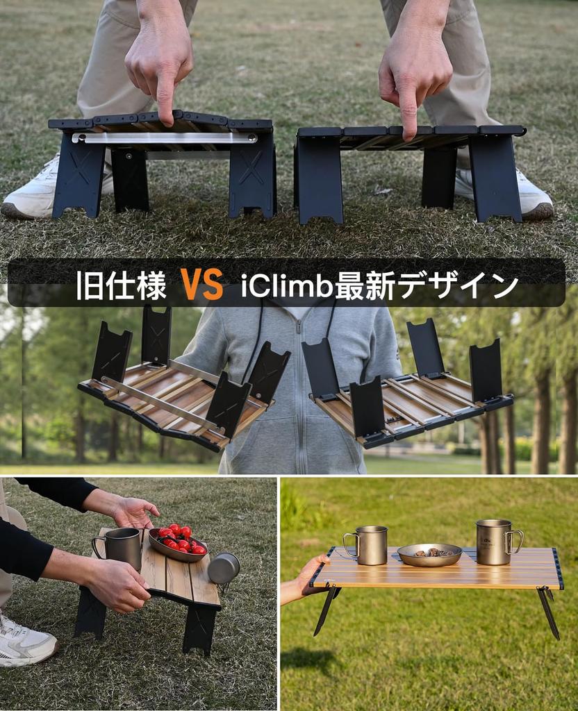 iClimb Compact Aluminum Camping Table with a Newly Designed and Folds and Includes a Storage and 30kg Load Capacity Roll-Up Roll-Up Top, Durable,
