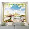 Европейский Приморский Город Цветочный Гобелен Ретро Итальянская Архитектура Растительный Пейзаж Настенный Гобелен Гостиная Комната Домашнее Украшение