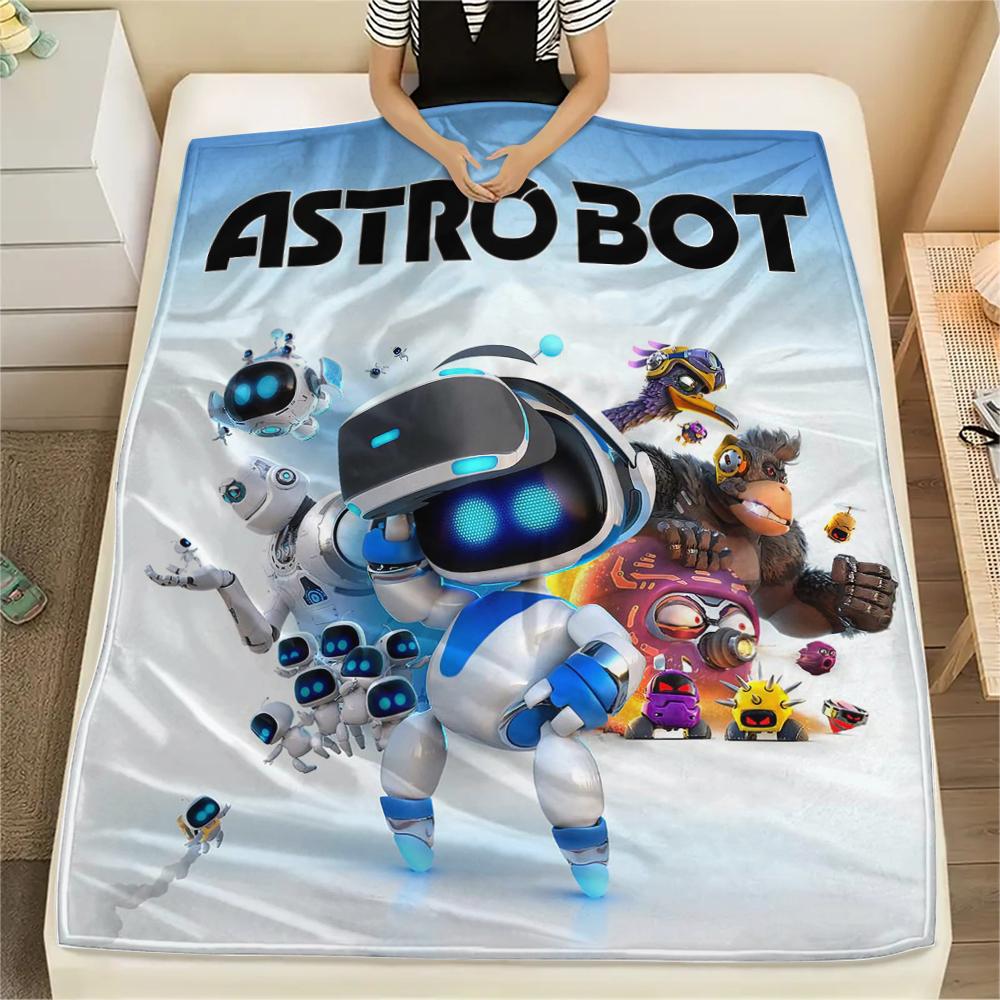 1 шт. Фланелевое одеяло с принтом ASTRO BOT, Высокое качество, Для всех сезонов, Декор для дома, Тепло и уют, Идеально для рождественских подарков