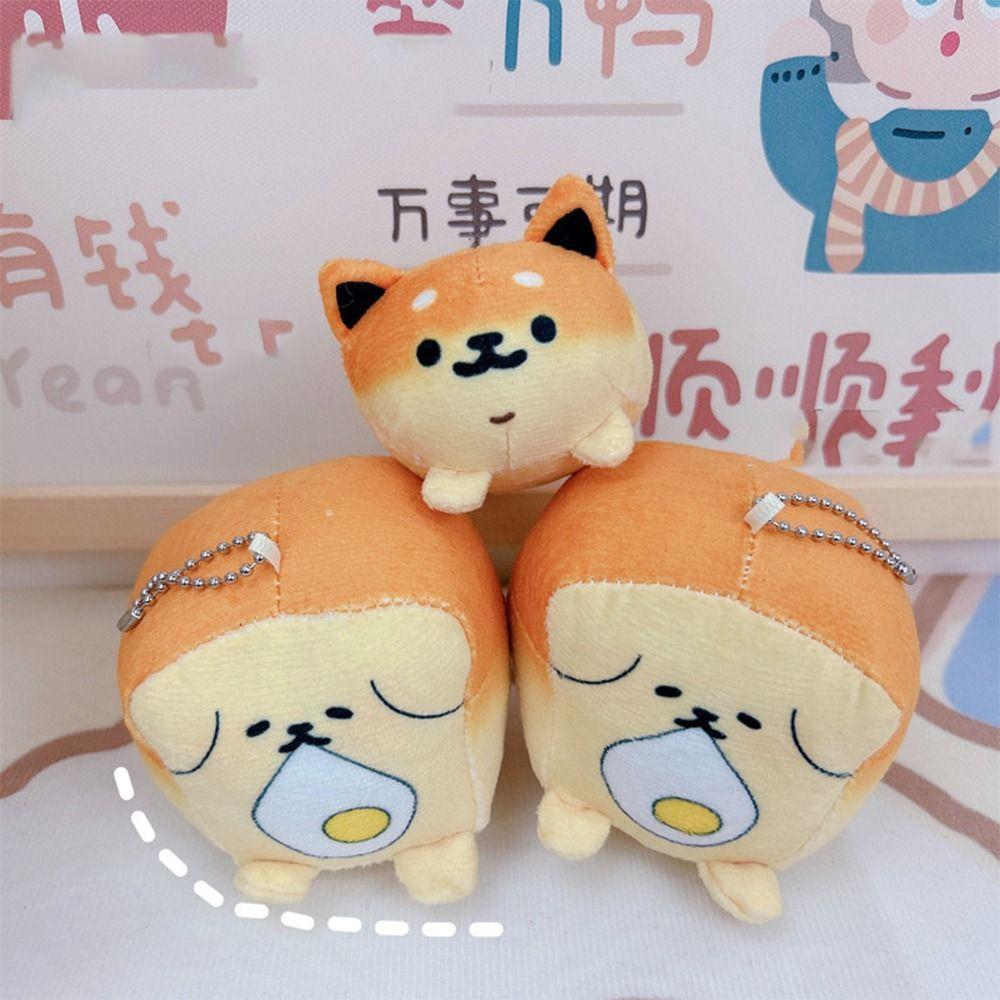 Plush Cute Bread Dog Key Chain Shiba Inu Cartoon Plush Doll Toy Kawaii Plush Animal Pendant  Men