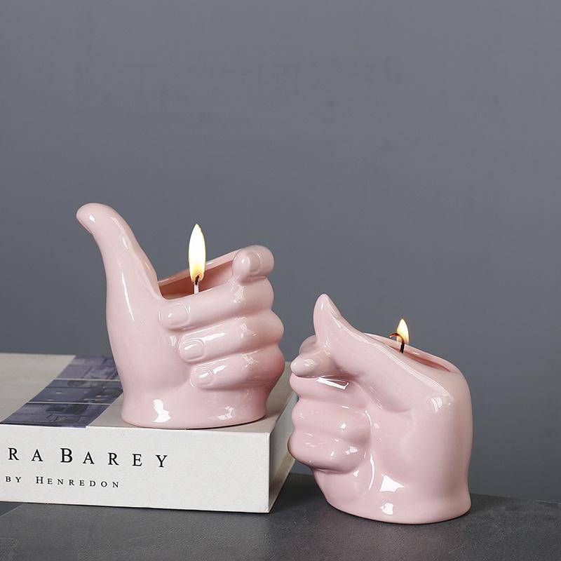 Creative Hand Candle Cup Ceramic Candle Empty Cup Soybean Wax Container Aromatherapy Candlestick Decorative Ornament