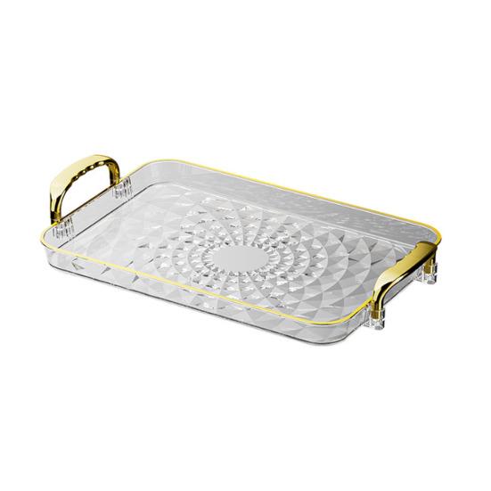 Прозрачный поднос для подачи с ручками, многоцелевой поднос для фруктов, закусок, десертов для домашних вечеринок, штабелируемый, декоративный, для хранения, кухонный органайзер