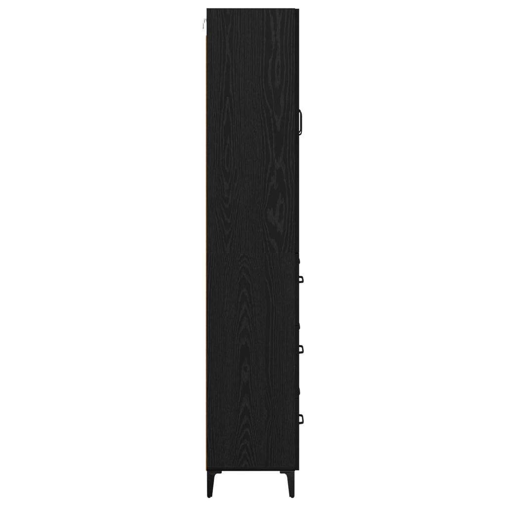 Highboard in Black Oak Look 69.5 x 34 x 180 cm Engineered Wood