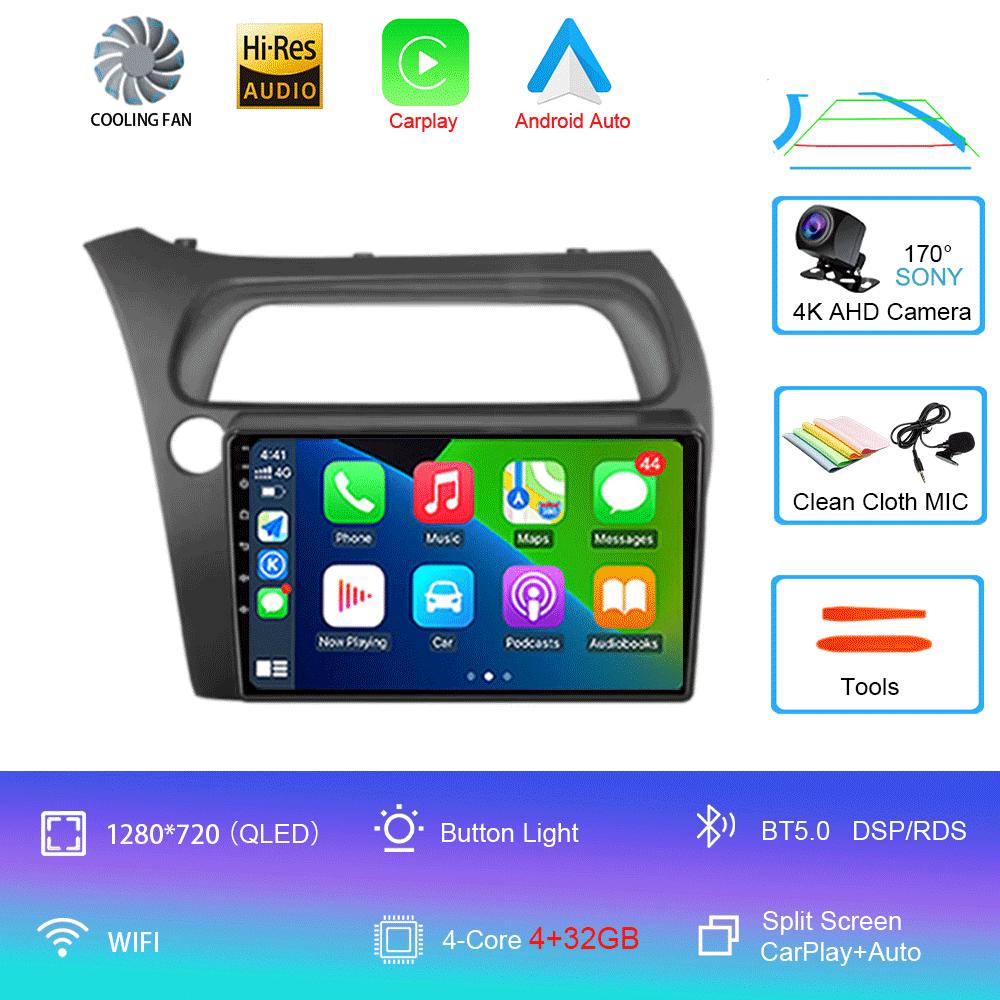 Автомагнитола Android 14 Carplay Auto GPS Навигация Мультимедийный плеер Для Honda Civic Хэтчбек 2006 - 2011 видео Стерео DVD 2 DIN