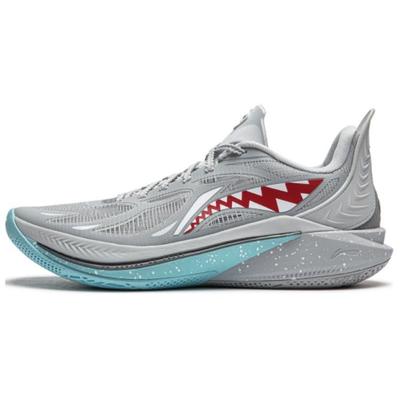 Баскетбольные кроссовки Li Ning Sonic 12 Big White Shark легкие, устойчивые, нескользящие, износостойкие, с поддержкой отскока, низкие, мужские, серо-красные ABAU019-6