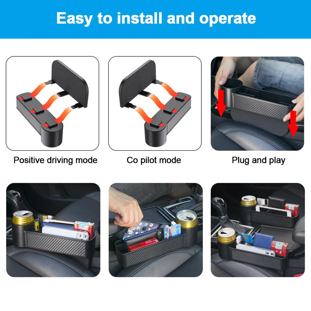 Ящик для хранения щелей в автомобильном сиденье Ящик для хранения заполнителя щелей в автомобильном сиденье Карманный органайзер Держатель для стакана с водой Инструменты для хранения в автомобиле