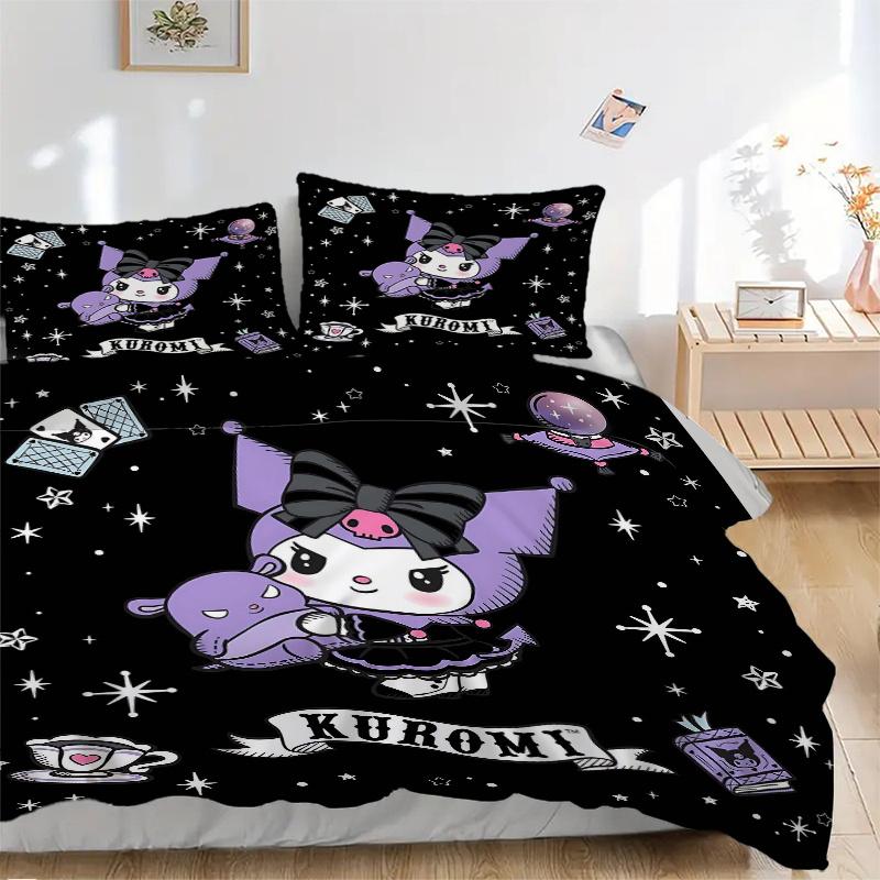 3pcs Cute Kuromi's Enchanted Night Quilt Cover Set - Soft and Cozy Bedroom, Guest Room and Dorm Decorative Bedding 3-Piece Set 1 Quilt Cover + 2