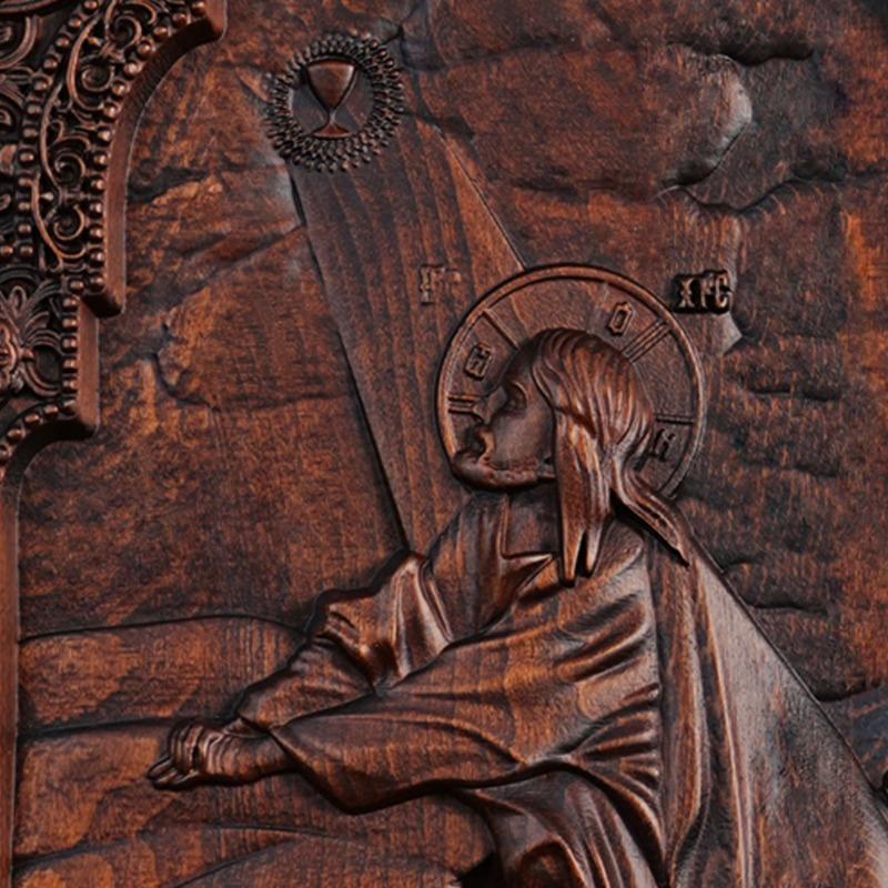 Резьба по цельному дереву YS Святой Грааль Рельефная табличка Гостиная Крыльцо Резьба по дереву Ремесла Украшения Ретро Украшения Рождественские подарки