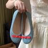 Fashion French Elegant Bow Flat Shoes 2024 Spring New Round Head Comfortable Suede Leather Women's Mary Janes Shoes