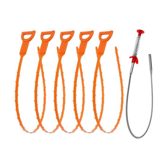 Drain Clog Remover Set Pipe Unblocking Hook Hair Catcher Drain Auger Cleaner Tool Bendable Metal Unclogger Hair Cleaner