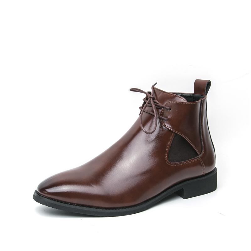 Коричневые высокие мужские кожаные туфли Модный минималистичный британский стиль для вечеринок на открытом воздухе Отдых Бизнес Офис Мужская обувь большого размера