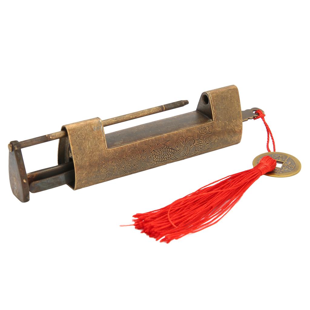 Латунный антикварный навесной замок с интервалом 5,9 см, изысканный нержавеющий китайский старый стиль, горизонтальный навесной замок в виде рыбы