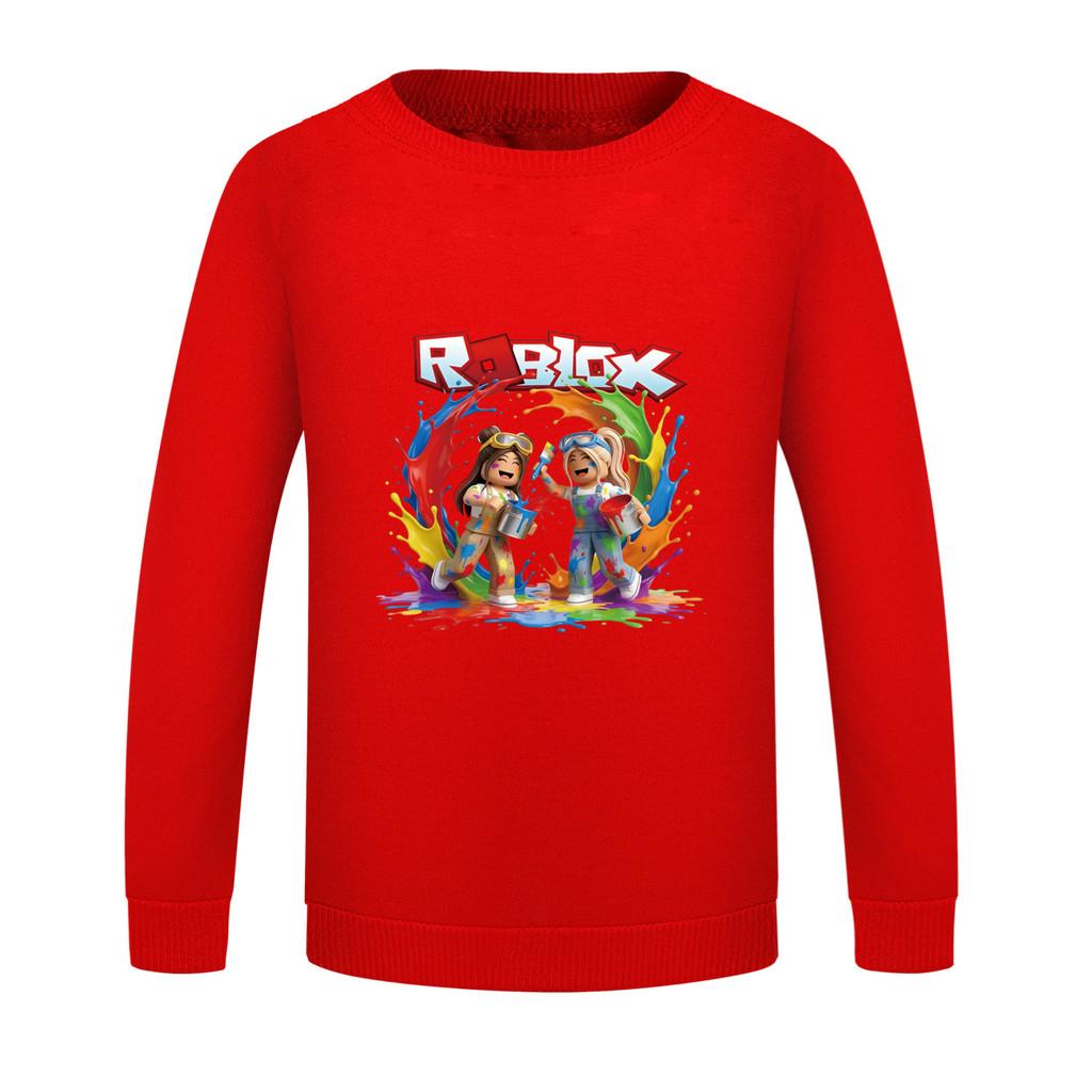 5577 Детская толстовка с принтом Roblox, разноцветная, для мальчиков и девочек, с круглым вырезом, с длинными рукавами
