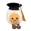 Graduation Egg Plush Doll Stuffed Toy with Bachelor's Hat Fun Food Pillow