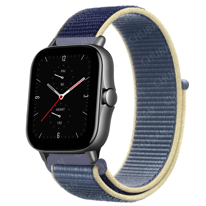 20mm/22mm Nylon Loop Watch Band For Amazfit GTS/4/2/2e/3/GTS2 Mini/GTR 4/3 pro/GTR2/2e/stratos 2/3 Bracelet Amazfit Bip-u Strap
