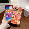 Twist oil painting purple flower mobile phone case for Apple 16PRO fine hole anti-drop 15/14 flower protective case