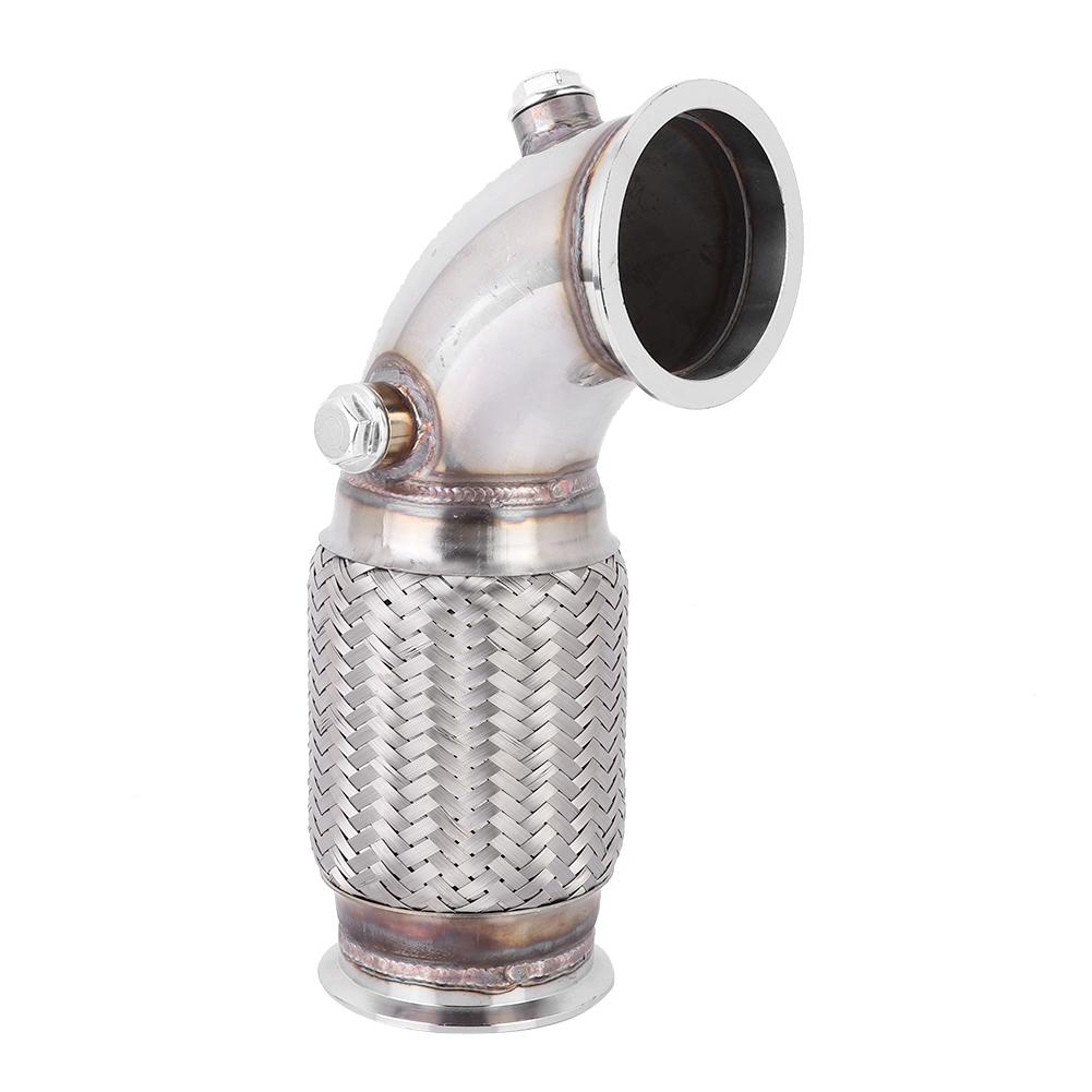 3in Steel V Band To V Band Downpipe Low 90 Degree with W Flex Bellow O2 Bungs Plug