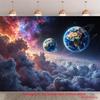 Сюрреалистичная Земля в Галактике 2D Гобелен, Космический Фон с Туманностями для Декора Дома