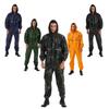 Mens Waterproof Jumpsuit Reflective Strip Rainsuit Long Sleeve Hooded Raincoat Zipper Coveralls