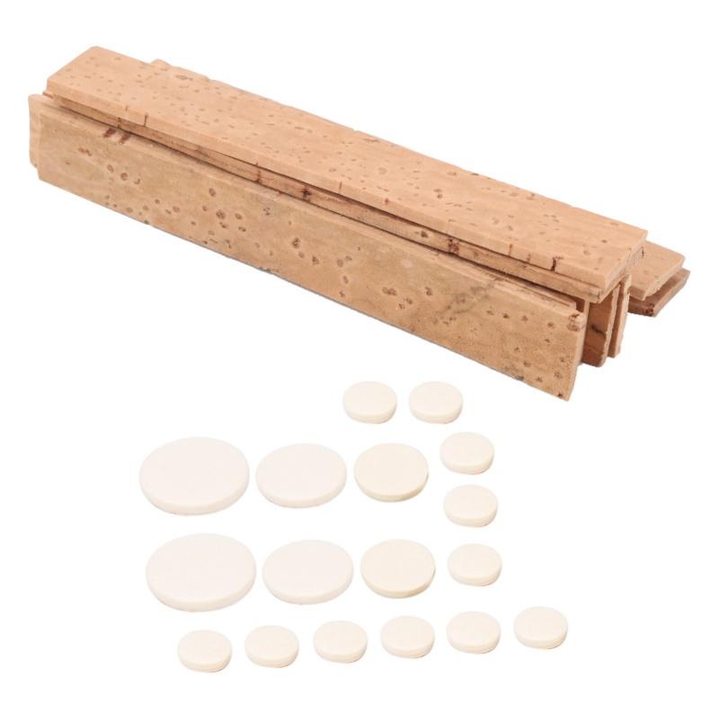 Clarinet Accessories Kit Bb Key 17Pcs Sound Hole Pads 10Pcs Natural Cork Sheets