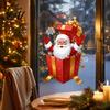 Holiday Glass Decals Santa Gift Box Sticker Christmas Static Window Decal Removable Waterproof Claus Decorations PVC Decal for Doors Windows,
