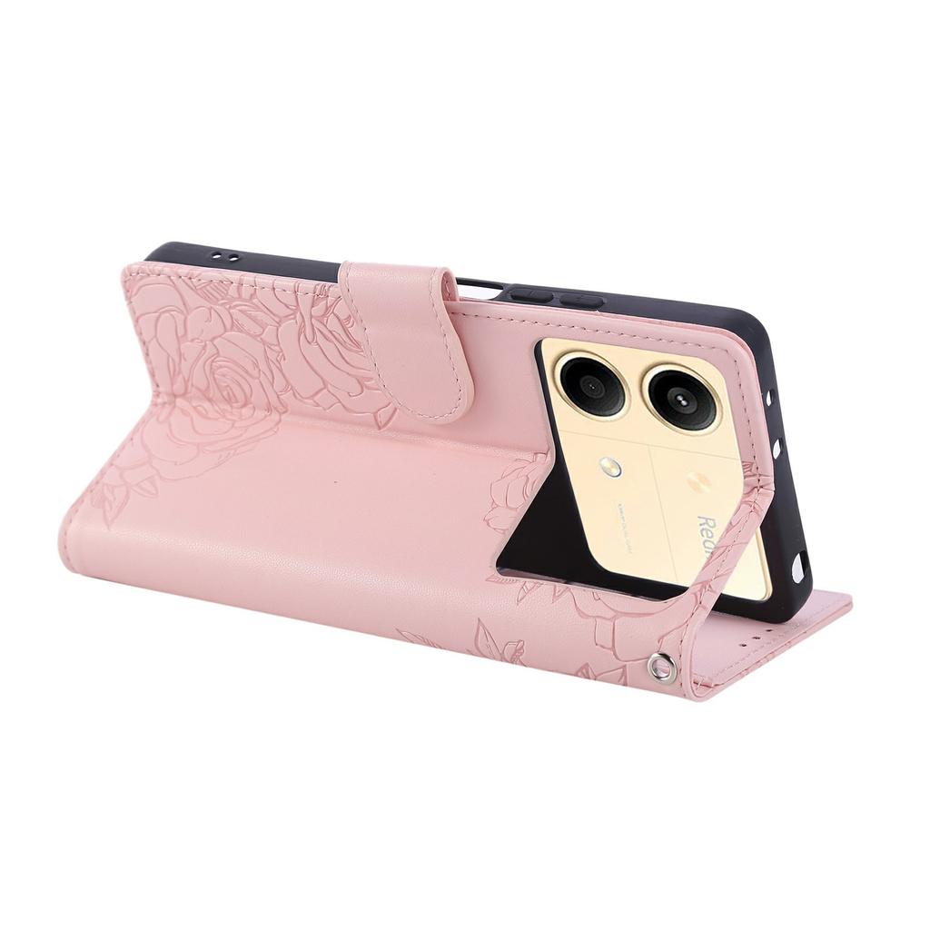 Для Xiaomi Redmi Note 13R Pro 5G чехол-кошелек из искусственной кожи с цветком розы и 3 отделениями для карт