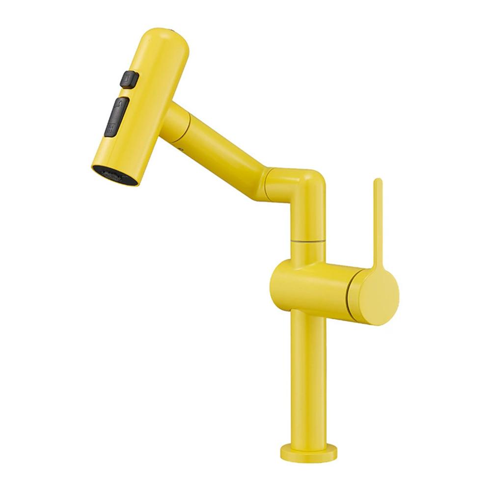 Tuqiu Yellow Rainfall Basin Faucet Bathroom Sink Faucet Multi functions Rotation Sink Faucet Basin Tap Hot Cold Mixer Tap Crane