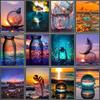 5D Diy Diamond Painting Full Round Glass Water Cup Scenery Diamond Embroidery Cross Stitch Mosaic Home Landscape Wall