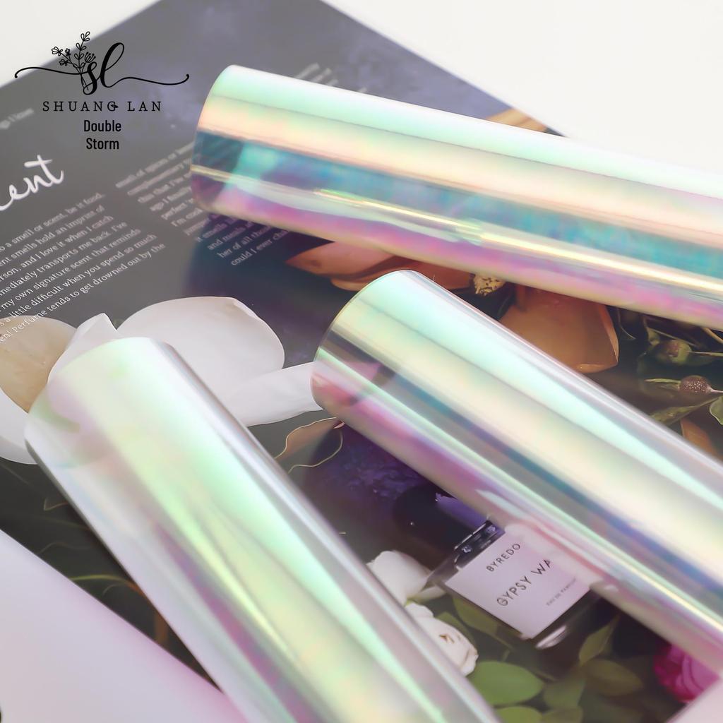 Бумага для упаковки цветов Shuanglan Rainbow Laser - Фантазийный градиент для DIY, Водонепроницаемые материалы для упаковки букетов