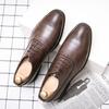 Fashion Men Business Block Shoes Black Brown PU European and American Fashion Lace Up Business Brand Formal Shoes Size 38-48 Men Shoes