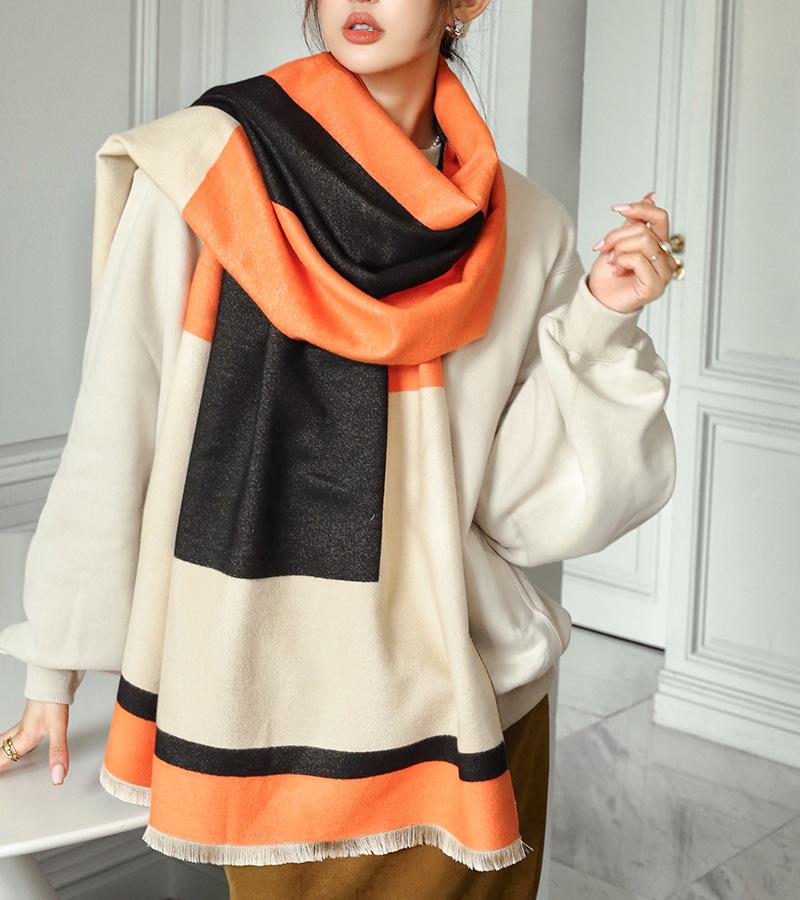 Шарф из искусственного кашемира, осенне-зимний теплый женский двусторонний толстый шарф-шаль