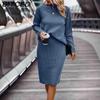 High-Neck Slim-Fit Long-Sleeve Winter Warm Knit Dress for Women