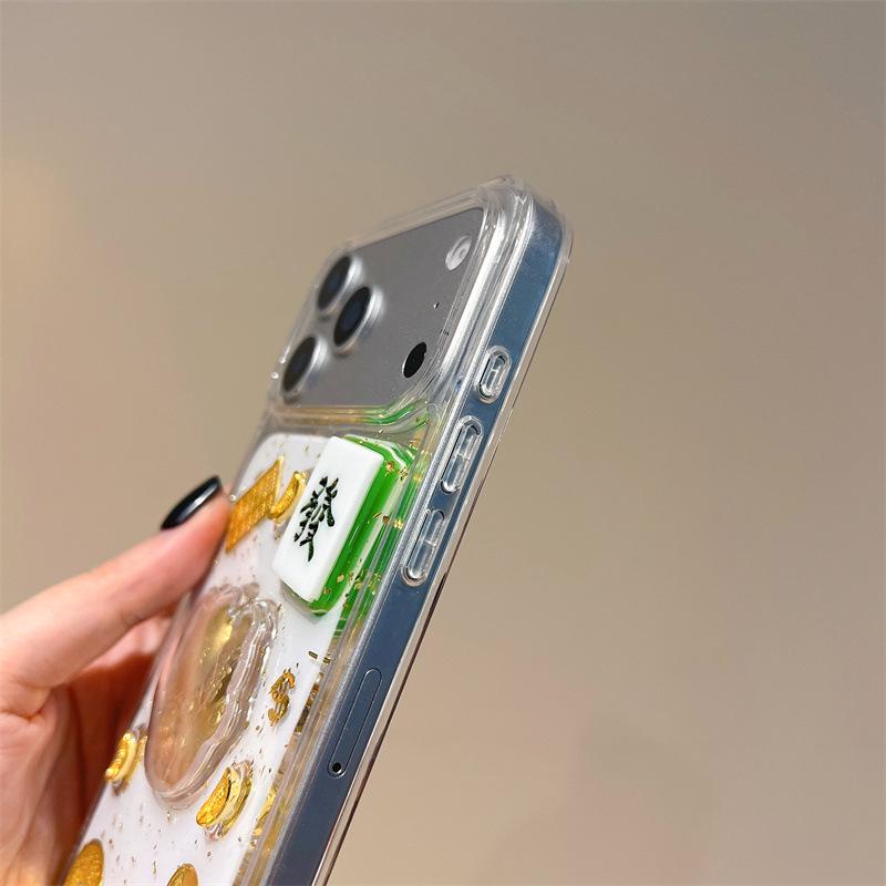 Чехол для iPhone 13/14 "Золотой Слиток Манеки-нэко" - Совместим с 13/14/13 Pro/13 Pro Max/14/14 Plus/14 Pro/14 Pro Max, Прозрачная Эпоксидная Смола