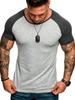 Мужская летняя повседневная спортивная футболка с коротким рукавом, модная двухцветная облегающая футболка