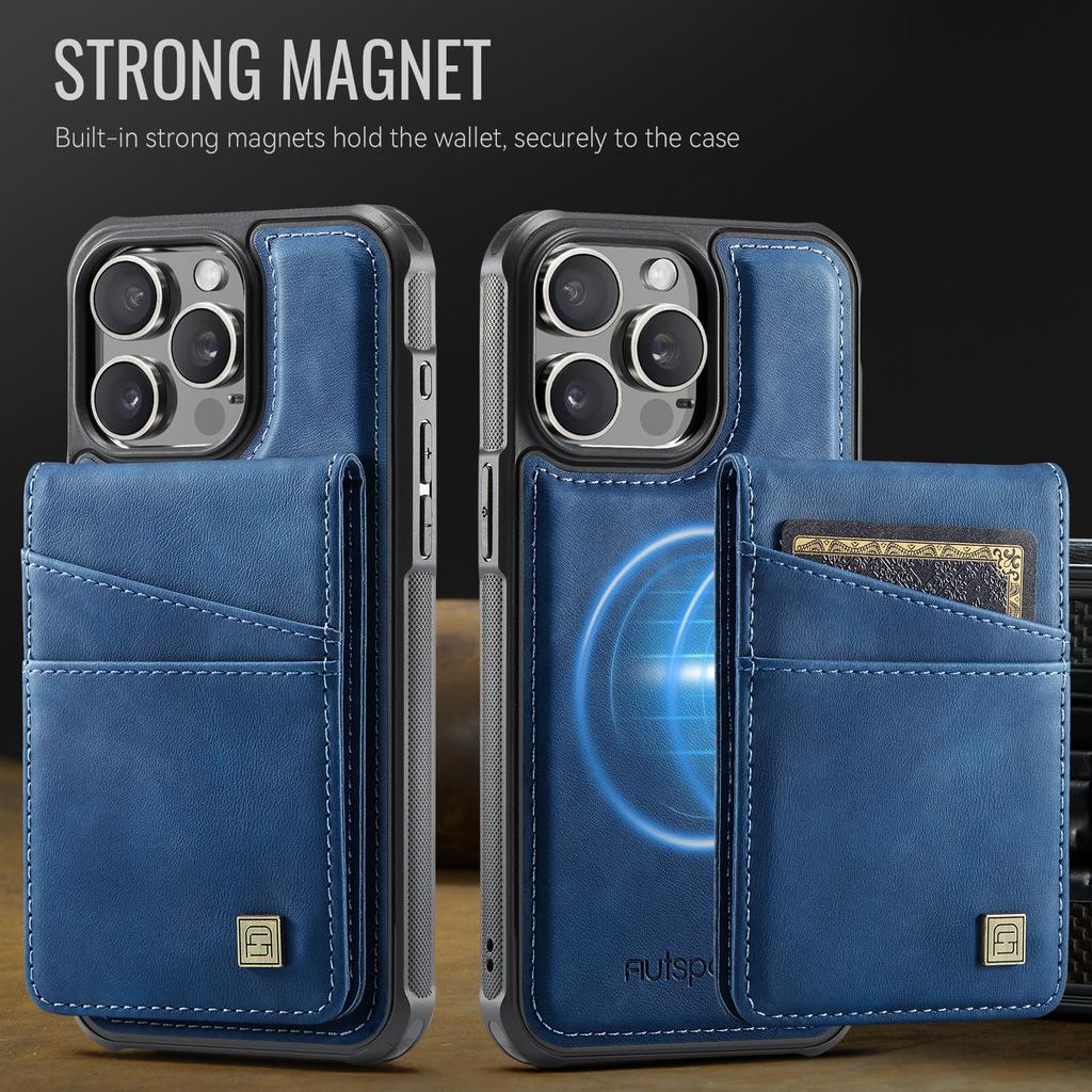 Для iPhone 13 Pro 6,1 дюйма Чехол AUTSPACE A12 Кожаный чехол для телефона со съемным карманом для карт