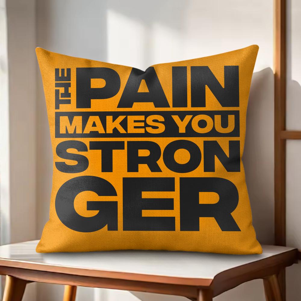 No Pain No Gain Cushion Cover Natural Linen Organic Fabric DoubleSided Printing Couch Pillow Covers Home Decor