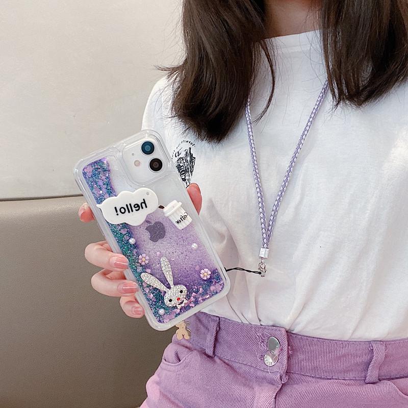 Силиконовый чехол для телефона Quicksand со шнурком для моделей Xiaomi 10, 11T Pro, Max 2, CC9, 8 — полный комплект с мультяшными рисунками для женщин и молодежи.