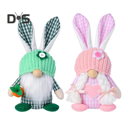 Пасхальная кукла-гном, плюшевые кроличьи уши, гномы с вязаной шапкой, мягкая безликая кукла, настольное украшение для домашнего офиса