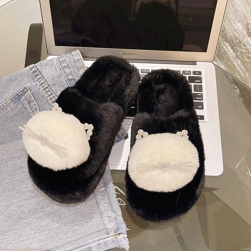Зимние пушистые тапочки, женские домашние меховые тапочки для женщин, удобная пушистая домашняя обувь на плоской платформе, корейские шлепанцы