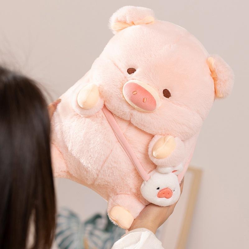 Cute Pink Piggy Doll Plush Toy Backpack Pig Doll Silly Pig Children Throw Pillow Backpack Rabbit Pig