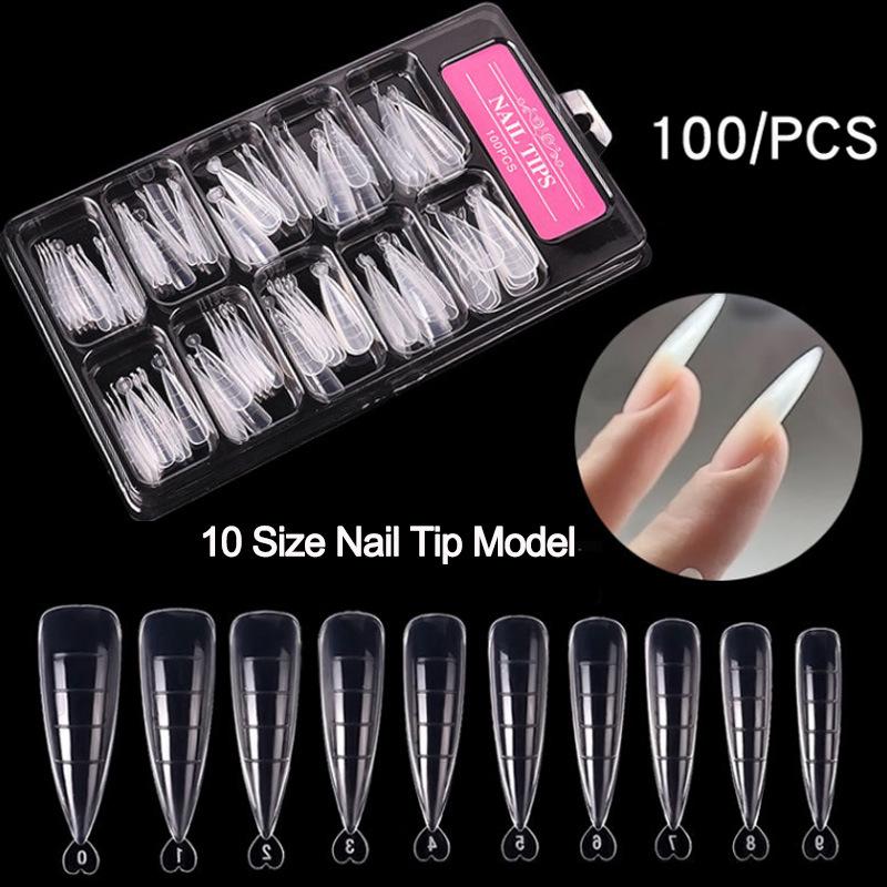 "Nail Art Extension Tips - 120 Ballet Style Square Tips with Full Adhesive Stickers"