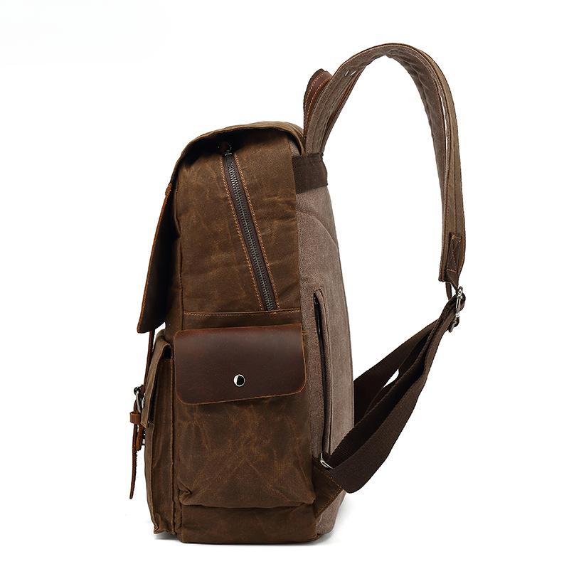 Backpack Backpack Men's Outdoor Travel Electric Head Retro Waterproof Oil Wax Canvas Travel Bag